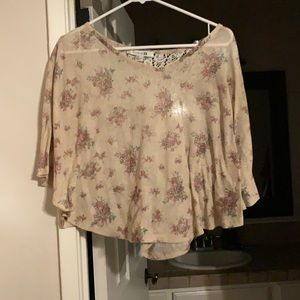 Light brown floral and lace top.